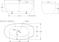 Акриловая ванна BelBagno BB81-1700-W0 170x80 см, отдельностоящая, белая, овальная, на ножках, с донным клапаном