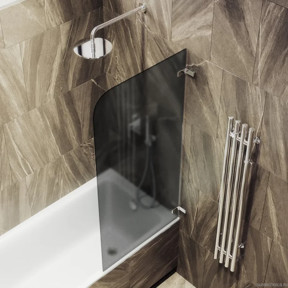 Шторка на ванну Maybahglass MGV-649-4 40 см, профиль хром, стекло графит матовое