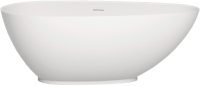 Ванна из искусственного камня Salini Paola S-Stone 160x75 см, отдельностоящая, матовая белая, овальная, со сливом-переливом, с донным клапаном