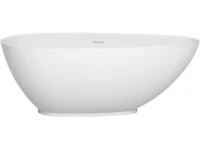 Ванна из искусственного камня Salini Paola S-Stone 160x75 см, отдельностоящая, матовая белая, овальная, со сливом-переливом, с донным клапаном