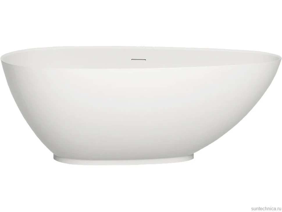 Ванна из искусственного камня Salini Paola S-Stone 160x75 см, отдельностоящая, матовая белая, овальная, со сливом-переливом, с донным клапаном