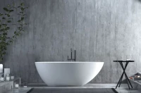 Ванна из искусственного камня Salini Paola S-Stone 160x75 см, отдельностоящая, матовая белая, овальная, со сливом-переливом, с донным клапаном