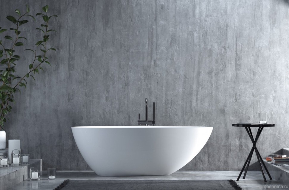 Ванна из искусственного камня Salini Paola S-Stone 160x75 см, отдельностоящая, матовая белая, овальная, со сливом-переливом, с донным клапаном