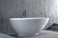 Ванна из искусственного камня Salini Paola S-Stone 160x75 см, отдельностоящая, матовая белая, овальная, со сливом-переливом, с донным клапаном