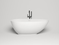 Ванна из искусственного камня Salini Paola S-Stone 160x75 см, отдельностоящая, матовая белая, овальная, со сливом-переливом, с донным клапаном