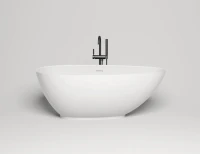 Ванна из искусственного камня Salini Paola S-Stone 160x75 см, отдельностоящая, матовая белая, овальная, со сливом-переливом, с донным клапаном