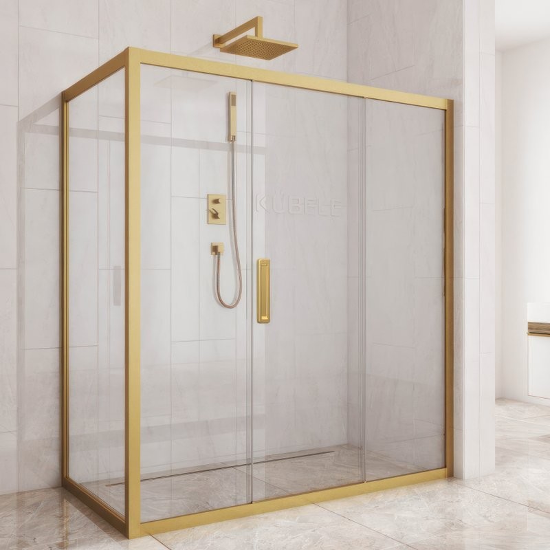 Душевой уголок Kubele DE019 R3-CLN-BR 140х100 см, профиль бронза