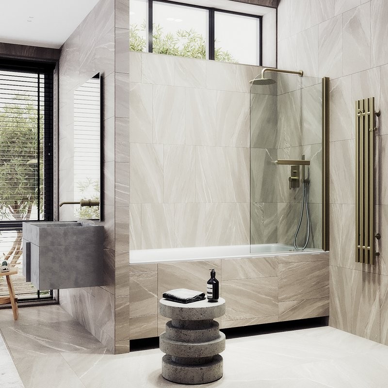 Шторка на ванну Maybahglass MGV-782-2 70x140, профиль бронза, стекло прозрачное