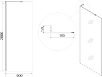 Душевая перегородка Veconi Korato KR77-90-01-C8 90 см, профиль матовый хром