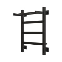 Полотенцесушитель электрический Grota Lore 430х600 RAL9005 EL 60x45 см, подключение справа, слева, скрытое подключение справа, матовый черный, лесенка, из стали, с полкой