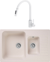 Комплект  Мойка кухонная GranFest Quarz Z 21K белая + Смеситель для кухни Dorff Logic D3007533 белый