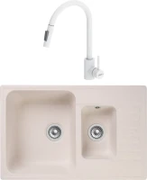 Комплект  Мойка кухонная GranFest Quarz Z 21K белая + Смеситель для кухни Dorff Logic D3007533 белый