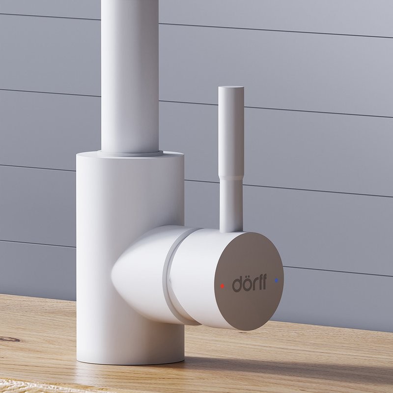 Комплект  Мойка кухонная GranFest Quarz Z 21K белая + Смеситель для кухни Dorff Logic D3007533 белый