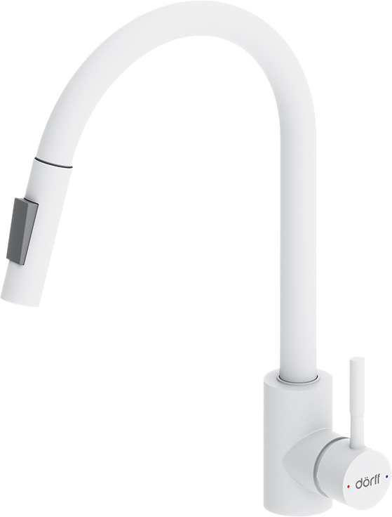 Комплект  Мойка кухонная GranFest Quarz Z 21K белая + Смеситель для кухни Dorff Logic D3007533 белый