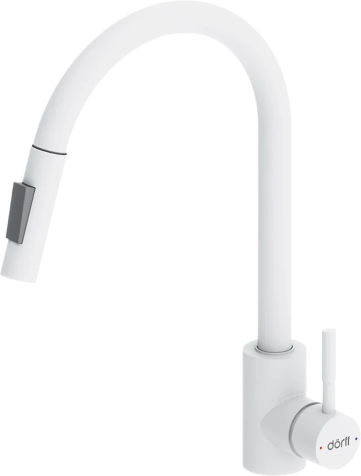 Комплект  Мойка кухонная GranFest Quarz Z 21K белая + Смеситель для кухни Dorff Logic D3007533 белый