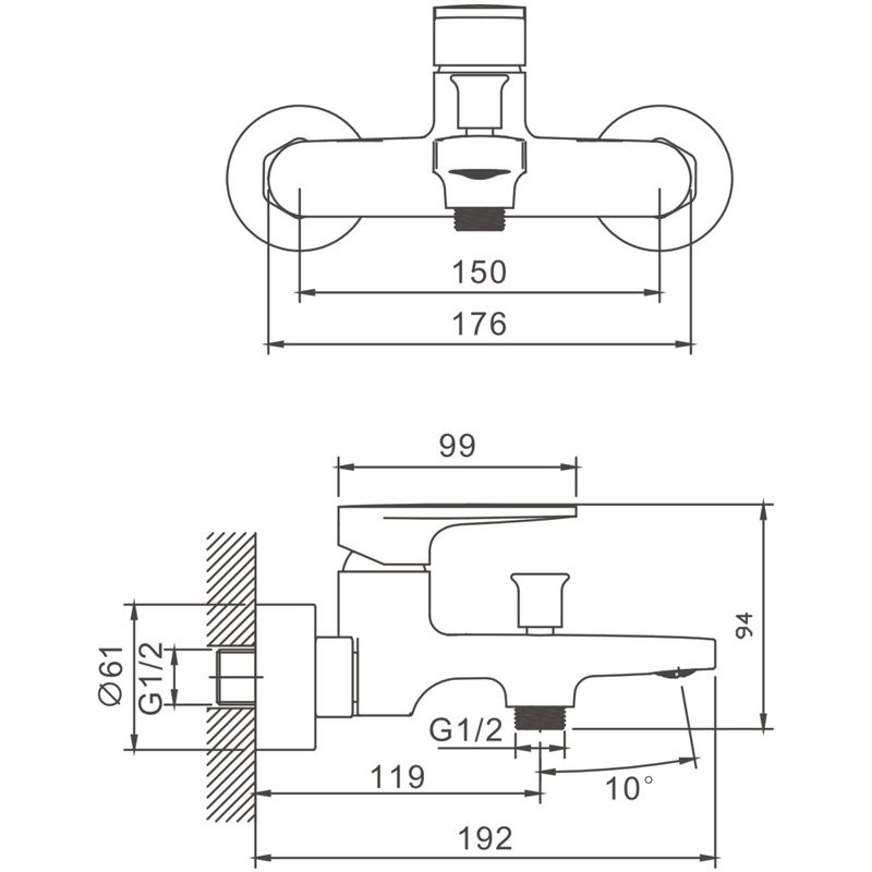 Смеситель для ванны с душем BELZ B713 B61713 хром