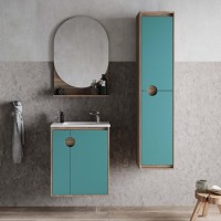 Шкаф-пенал для ванной AQUATON Анси 35 морская волна