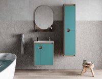Шкаф-пенал для ванной AQUATON Анси 35 морская волна