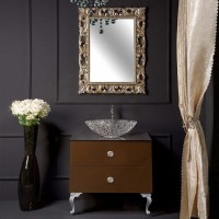 Тумба с раковиной Armadi Art NeoArt 80 шоколад, с ручками Satine хром, с ножками