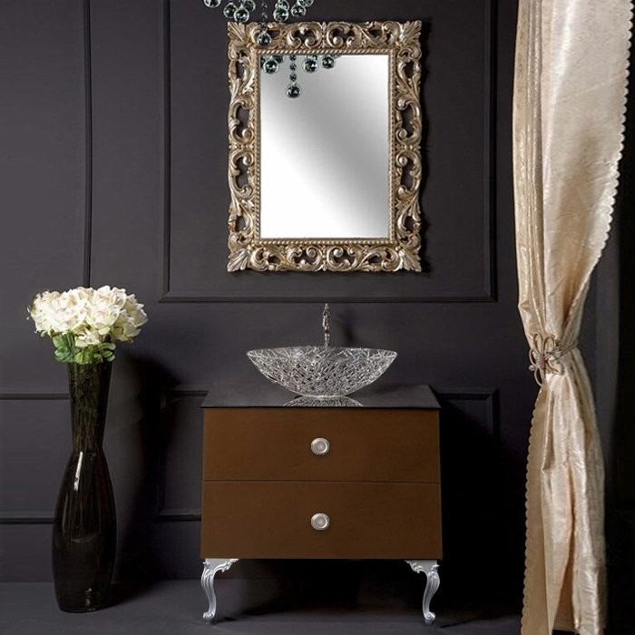 Тумба с раковиной Armadi Art NeoArt 80 шоколад, с ручками Satine хром, с ножками