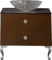 Тумба с раковиной Armadi Art NeoArt 80 шоколад, с ручками Satine хром, с ножками