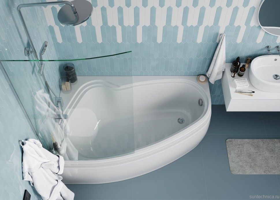 Акриловая ванна Vagnerplast Avona L 150x90 см, угловая, левая, пристенная, белая, асимметричная, с каркасом