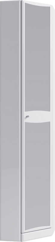 Шкаф пенал для ванной с зеркалом Aqwella Барселона угловой, белый глянец