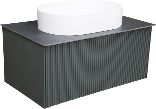 Тумба с раковиной La Fenice Terra 80 серая, черная столешница, матовая раковина