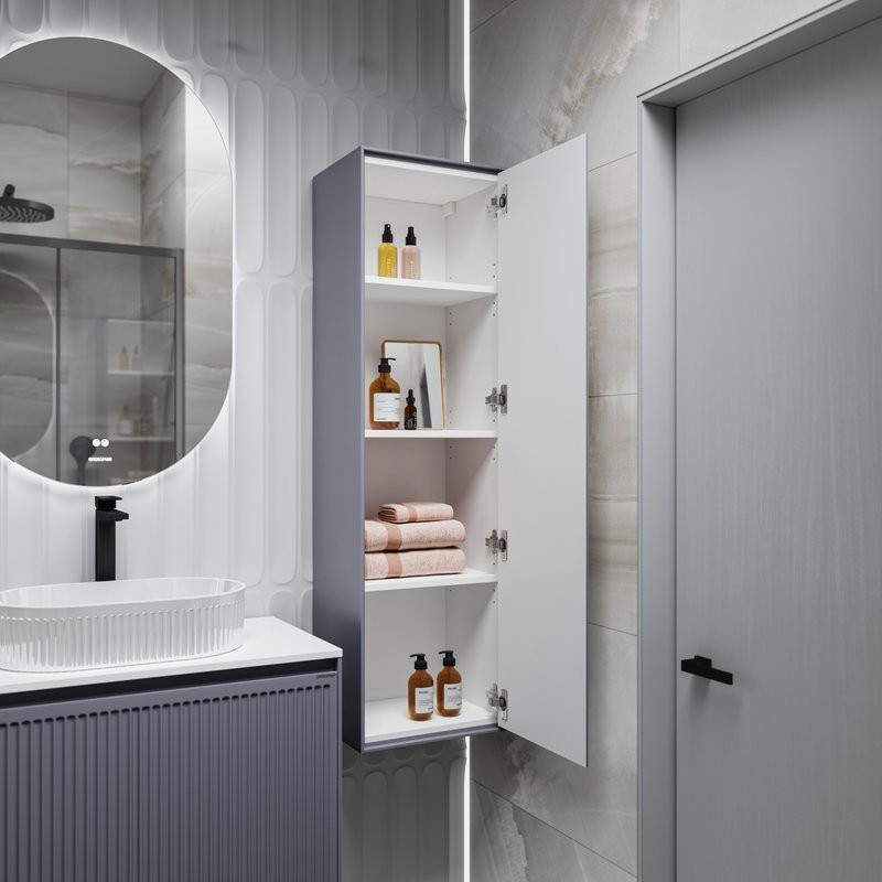 Шкаф-пенал для ванной Grossman Кристалл 35 подвесной, матовый графит