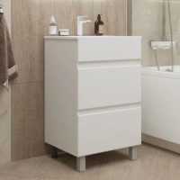 Тумба с раковиной Mixline Брикс 50 2 ящика, глянцевая белая, раковина Breeze 50