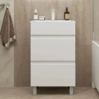 Тумба с раковиной Mixline Брикс 50 2 ящика, глянцевая белая, раковина Breeze 50