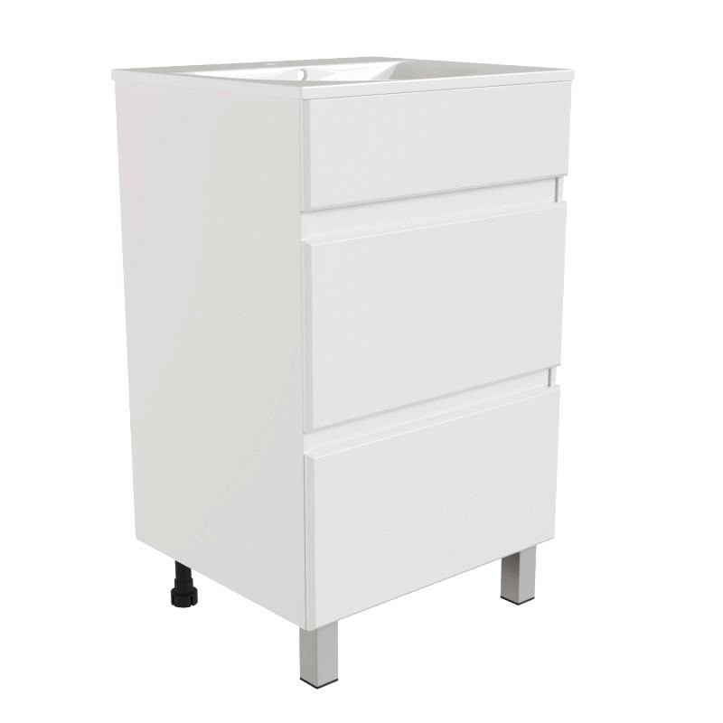 Тумба с раковиной Mixline Брикс 50 2 ящика, глянцевая белая, раковина Breeze 50