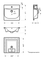 Тумба с раковиной Mixline Брикс 50 2 ящика, глянцевая белая, раковина Breeze 50
