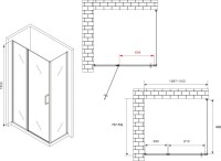 Душевой уголок Abber Sonnenstrand AG04110BS-S75B 75x110, профиль черный, стекло прозрачное