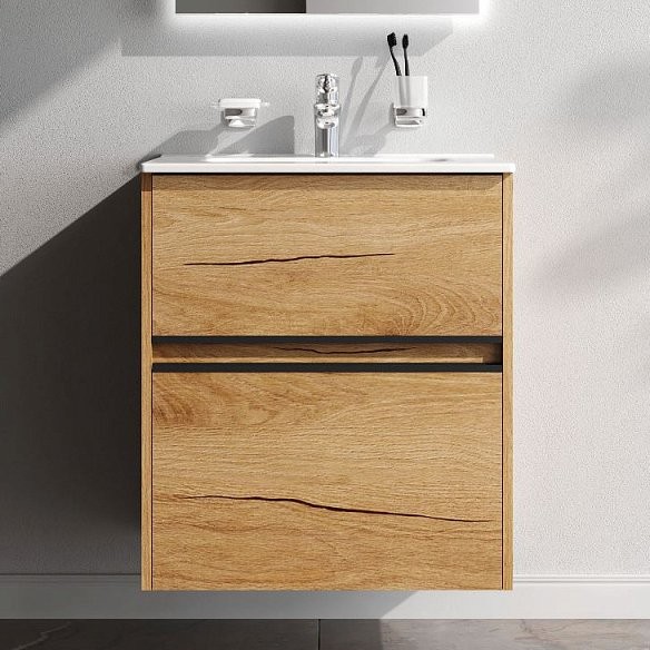 Тумба под раковину без столешницы AM.PM Sense 60 подвесная, 2 ящика, светлое дерево