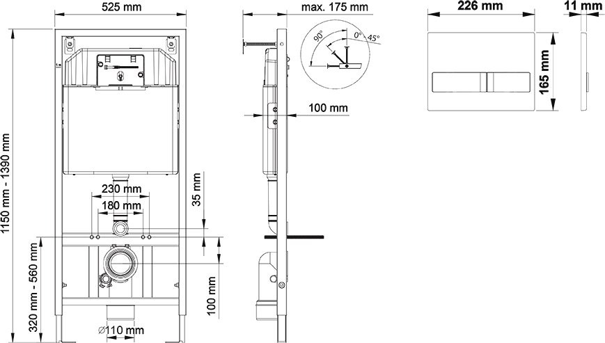Система инсталляции для унитазов Berges Novum L3 с кнопкой смыва хром