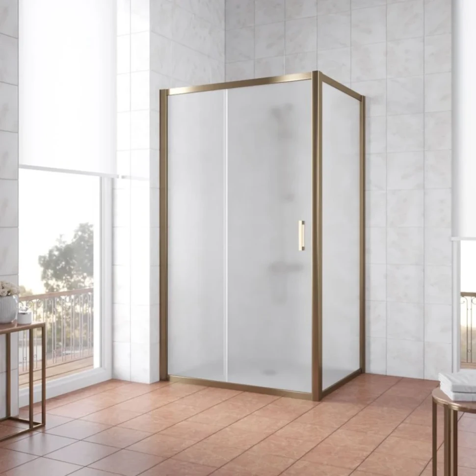 Душевой уголок Vegas Glass ZP+ZPV Tur Novo 100*80 05 10 профиль бронза, стекло сатин