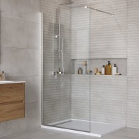 Душевая перегородка BelBagno Kraft 90 см, профиль хром, стекло прозрачное