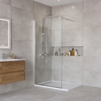 Душевая перегородка BelBagno Kraft 90 см, профиль хром, стекло прозрачное