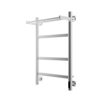 Полотенцесушитель электрический Grota Tela 530х800 NP EL 80x55 см, подключение справа, слева, скрытое подключение справа, глянцевый хром, лесенка, с полкой