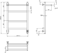 Полотенцесушитель электрический Grota Tela 530х800 NP EL 80x55 см, подключение справа, слева, скрытое подключение справа, глянцевый хром, лесенка, с полкой