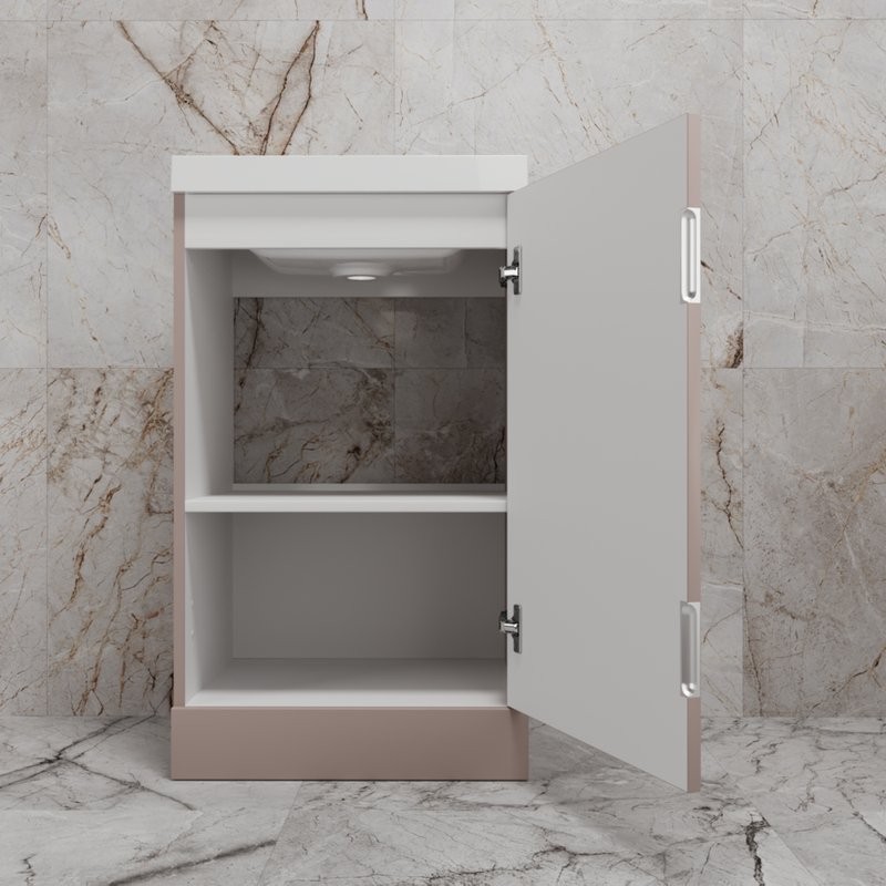 Тумба с раковиной Style Line Моно 50 напольная, санд пудровый, раковина Asti 50 белая