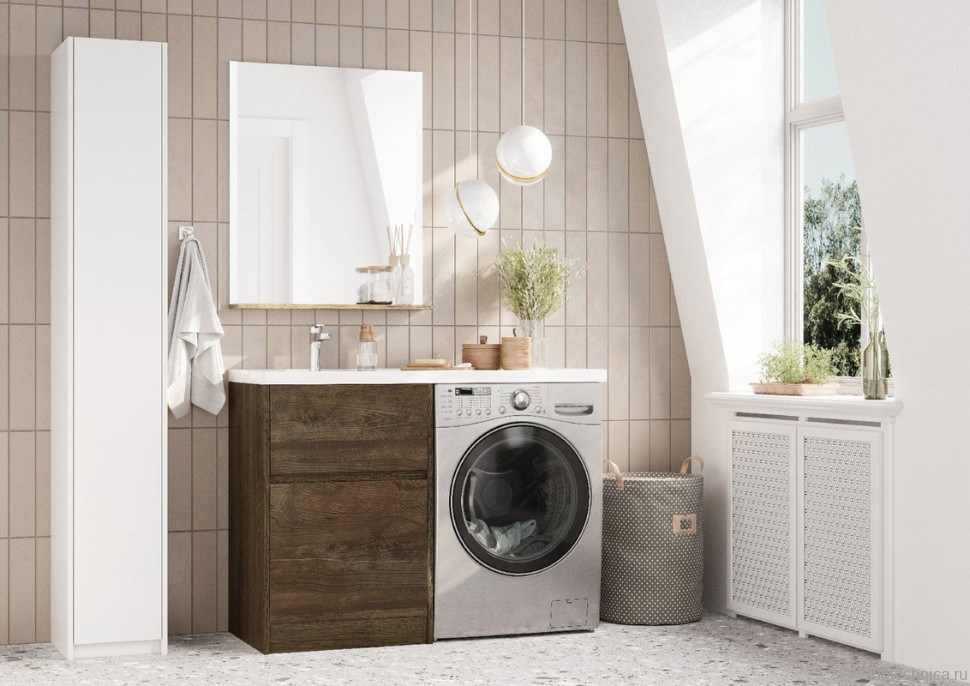 Тумба с раковиной AQUATON Лондри 60 L, дуб кантри