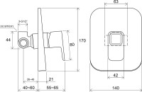 Встраиваемый смеситель для душа и ванны Ravak 10° TD 062.00 С ВНУТРЕННЕЙ ЧАСТЬЮ