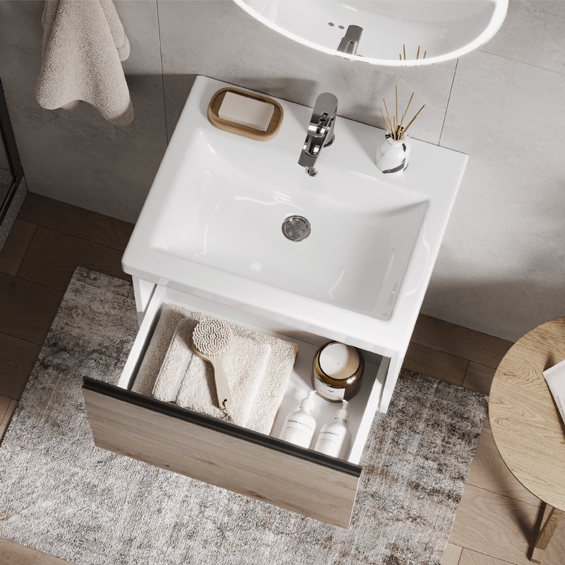 Мебель для ванной комнаты Vigo Cross 60 подвесная, 1 ящик, светлое дерево