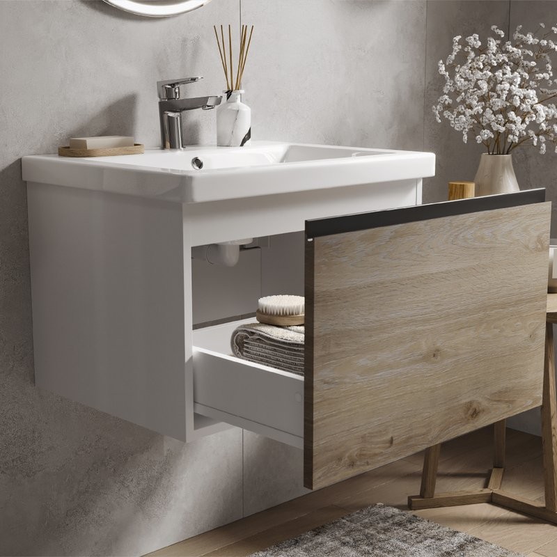 Мебель для ванной комнаты Vigo Cross 60 подвесная, 1 ящик, светлое дерево