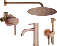 Комплект для ванной Plumberia Selection Ixo KITZXO01RS53 С ВНУТРЕННЕЙ ЧАСТЬЮ, медь брашированная