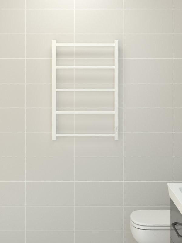 Полотенцесушитель электрический Стилье Формат 26 30526-8050 80x55 см, подключение справа, скрытое подключение справа, матовый белый, лесенка