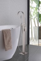 Напольный смеситель для ванны с душем Abber Wasserfall AF8615SP С ВНУТРЕННЕЙ ЧАСТЬЮ, сатин