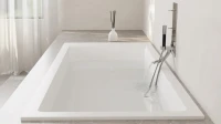 Ванна из искусственного камня Salini Cascata Kit S-Sense 170x70 см, встраиваемая, матовая белая, на ножках, с донным клапаном